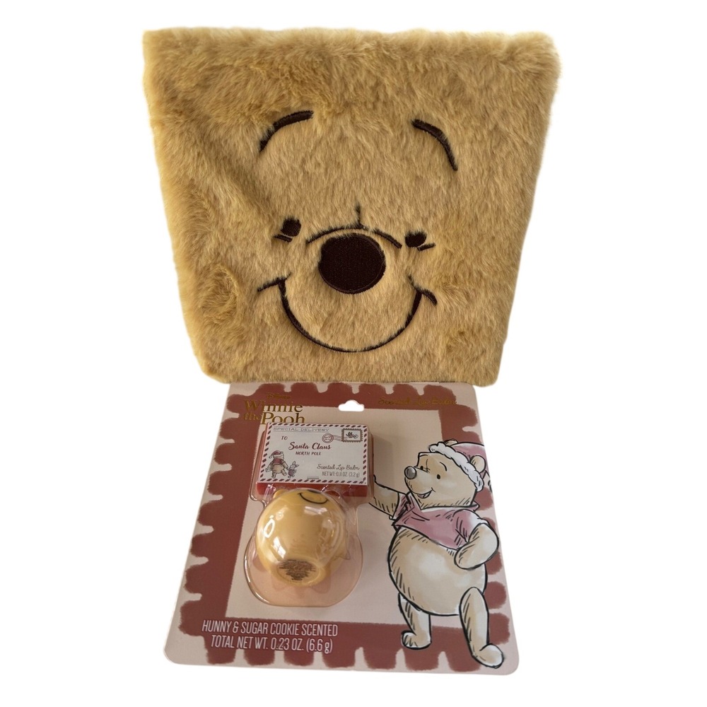 Disney Winnie the Pooh Scented Lip Balm & Plush Eyeshadow Palette Set NIB